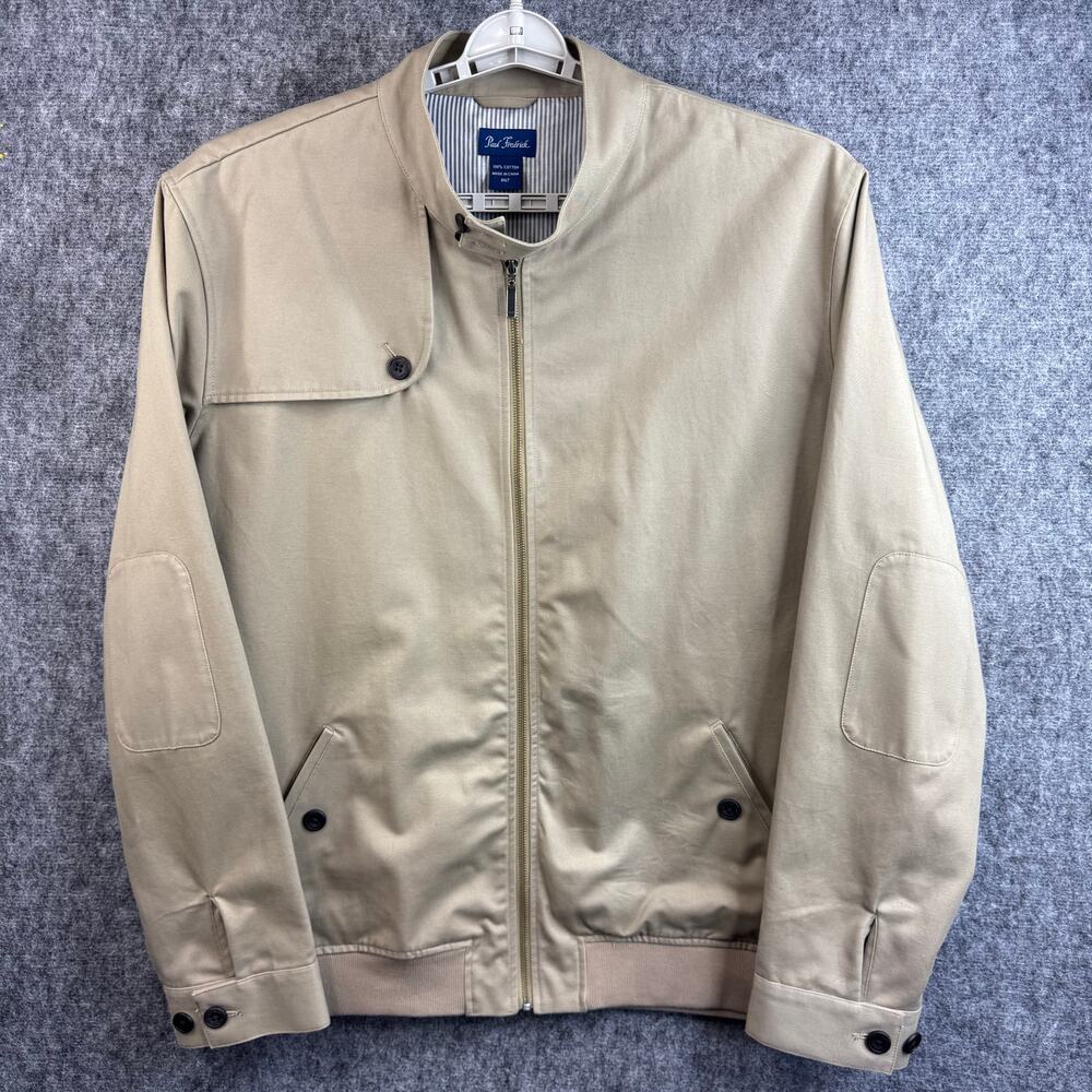 Paul Fredrick Men's 3XLT Khaki Cotton Zip Front Jacket Big Tall Casual Coat